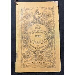 1881 Old Farmers Almanac Robert Thomas Poetry Anecdotes Jokes Calendar Boston